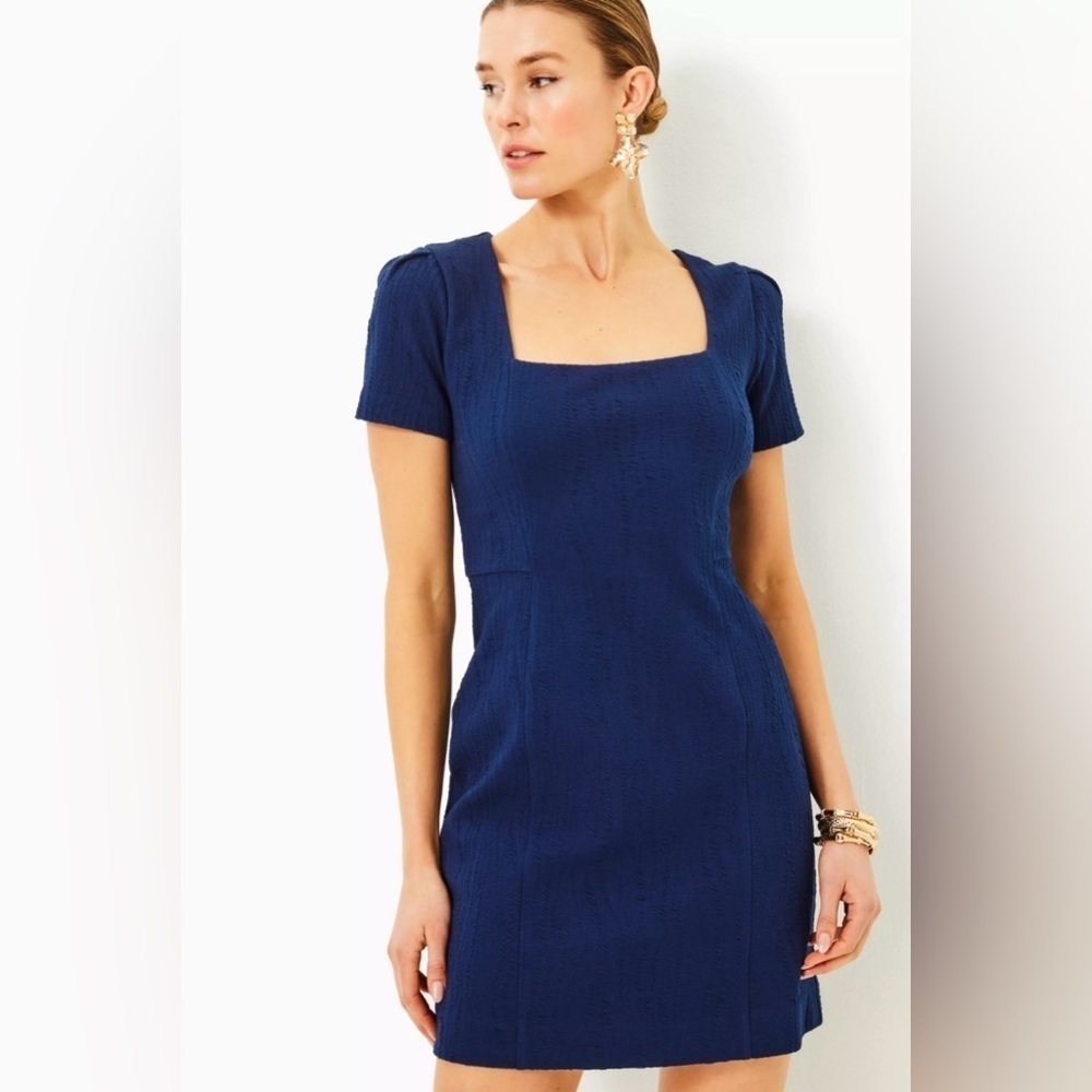 Lilly Pulitzer Brinley Navy Knit Jacquard Dress